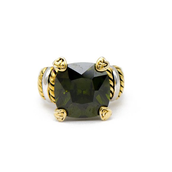 Dark Green CZ Fashion Cocktail Ring